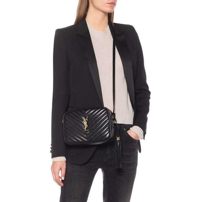 Saint Laurent Lou Monogram Quilted Camera Gold Ghw 2021 Black Leather Cross Body Bag - photo 2