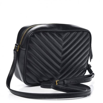 Saint Laurent Lou Monogram Quilted Camera Gold Ghw 2021 Black Leather Cross Body Bag - photo 3