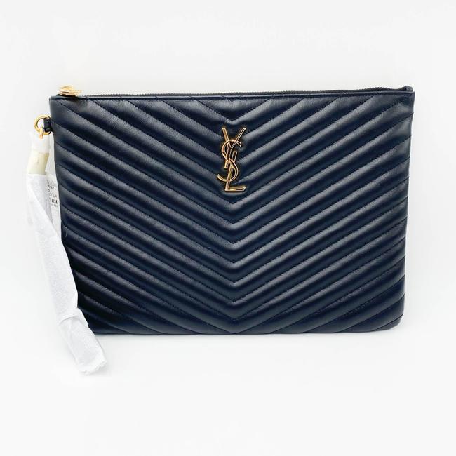 Saint Laurent Lou Monogram Ysl Quilted Pouch Black Leather Wristlet - photo 4