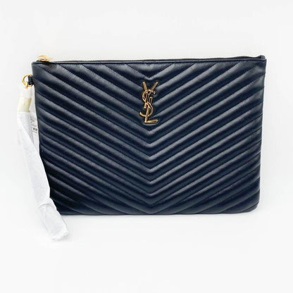 Saint Laurent Lou Monogram Ysl Quilted Pouch Black Leather Wristlet - photo 4