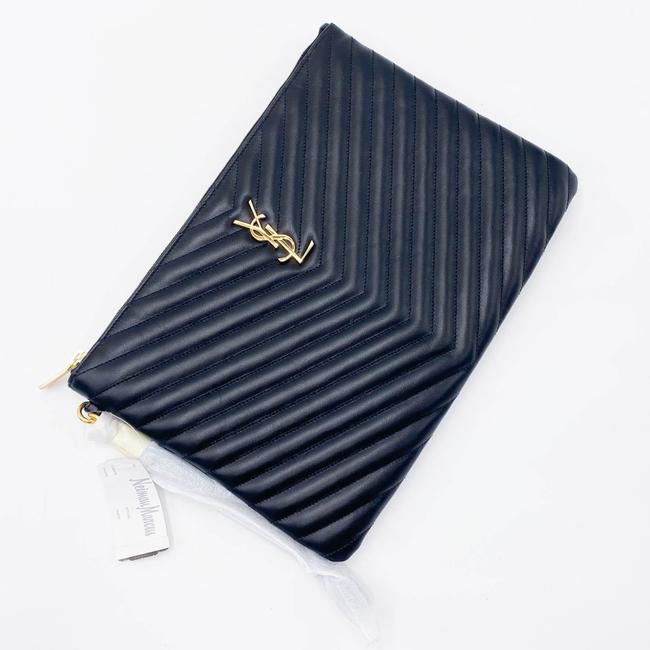 Saint Laurent Lou Monogram Ysl Quilted Pouch Black Leather Wristlet - photo 7