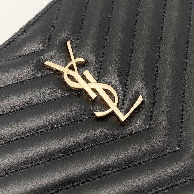 Saint Laurent Lou Monogram Ysl Quilted Pouch Black Leather Wristlet - photo 8