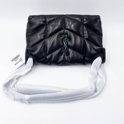 Saint Laurent Lou Small Puffer Lambskin Flap-top Hardware Bhw Black Leather Shoulder Bag - image 6