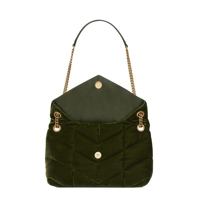 Saint Laurent Lou Small Quilted Puffer 2021 Green Velvet Shoulder Bag - photo 2