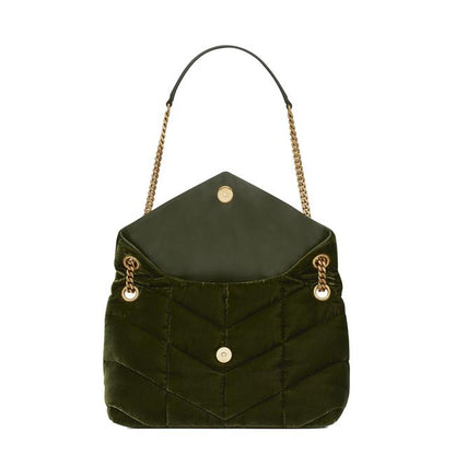 Saint Laurent Lou Small Quilted Puffer 2021 Green Velvet Shoulder Bag - photo 2