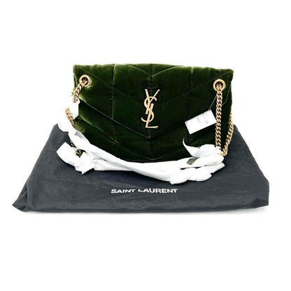 Saint Laurent Lou Small Quilted Puffer 2021 Green Velvet Shoulder Bag - photo 3