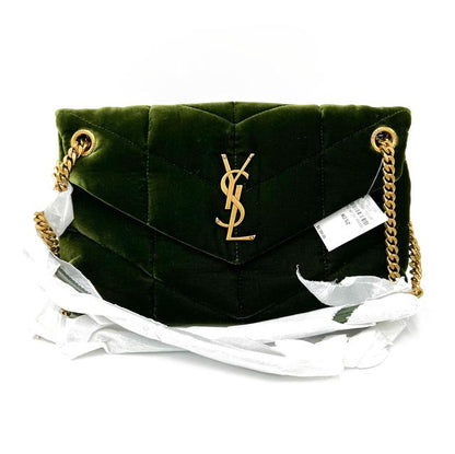 Saint Laurent Lou Small Quilted Puffer 2021 Green Velvet Shoulder Bag - photo 4