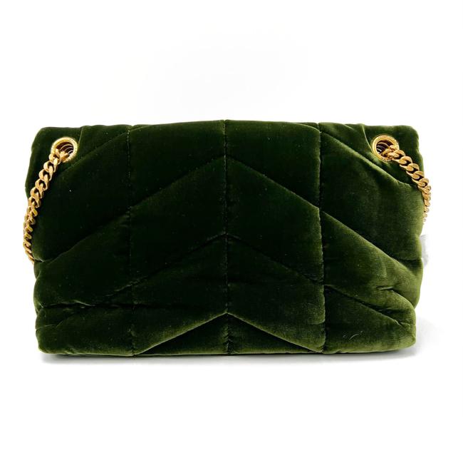 Saint Laurent Lou Small Quilted Puffer 2021 Green Velvet Shoulder Bag - photo 6