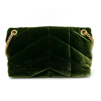 Saint Laurent Lou Small Quilted Puffer 2021 Green Velvet Shoulder Bag - photo 6