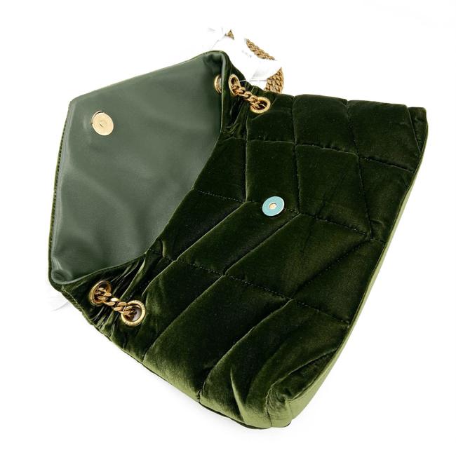 Saint Laurent Lou Small Quilted Puffer 2021 Green Velvet Shoulder Bag - photo 9