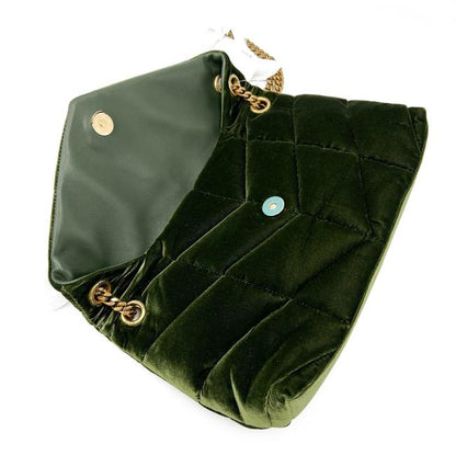 Saint Laurent Lou Small Quilted Puffer 2021 Green Velvet Shoulder Bag - photo 9