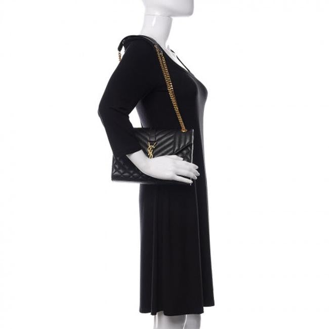 Saint Laurent Medium Envelope Monogram Matelasse Black Leather Shoulder Bag - image 2