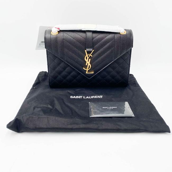 Saint Laurent Medium Envelope Monogram Matelasse Black Leather Shoulder Bag - image 4