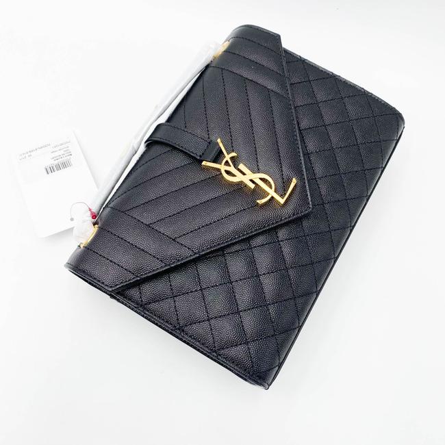 Saint Laurent Medium Envelope Monogram Matelasse Black Leather Shoulder Bag - image 8