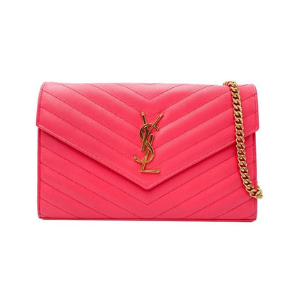 Saint Laurent Medium Wallet On A Chain Ghw Monogram Pink Leather Shoulder Bag - image 3