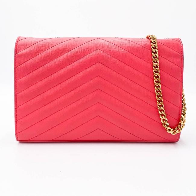 Saint Laurent Medium Wallet On A Chain Ghw Monogram Pink Leather Shoulder Bag - image 4