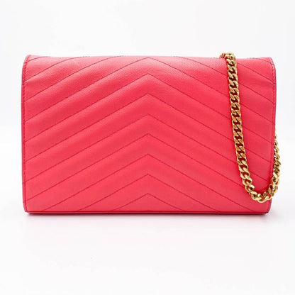Saint Laurent Medium Wallet On A Chain Ghw Monogram Pink Leather Shoulder Bag - image 4