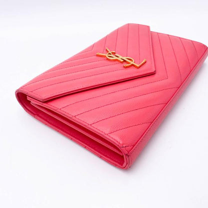 Saint Laurent Medium Wallet On A Chain Ghw Monogram Pink Leather Shoulder Bag - image 7