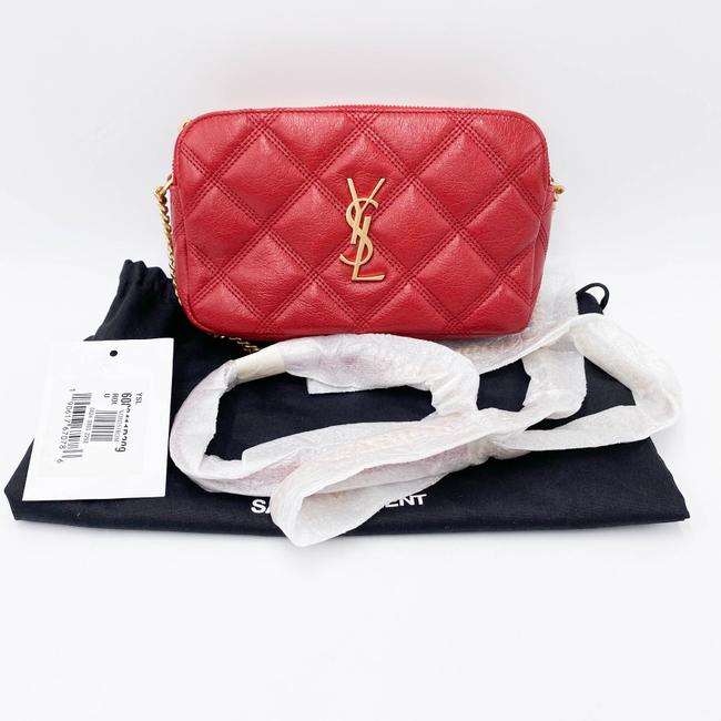 Saint Laurent Mini Becky Quilted Red Leather Cross Body Bag - photo 3