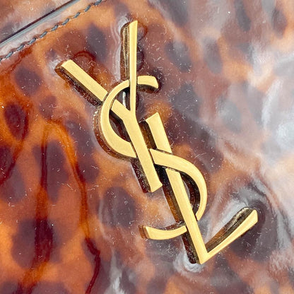Saint Laurent Monogram Bill Pouch In Tortoiseshell Brown Patent Leather Clutch - photo 7