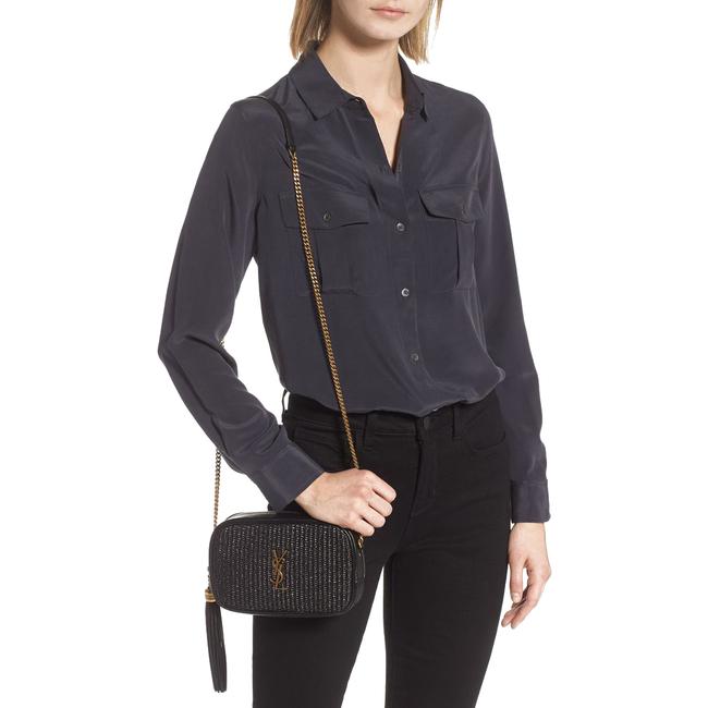 Saint Laurent Monogram Camera Lou Mini Raffia Black Leather Cross Body Bag - photo 2