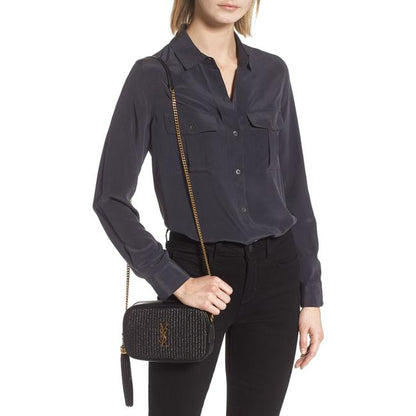 Saint Laurent Monogram Camera Lou Mini Raffia Black Leather Cross Body Bag - photo 2