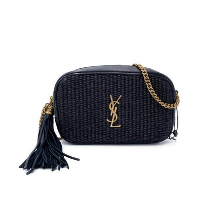 Saint Laurent Monogram Camera Lou Mini Raffia Black Leather Cross Body Bag - photo 3