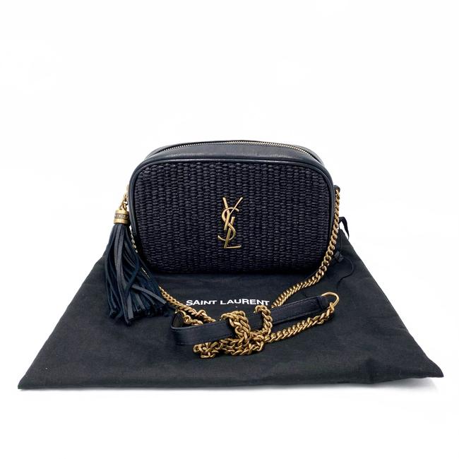 Saint Laurent Monogram Camera Lou Mini Raffia Black Leather Cross Body Bag - photo 4