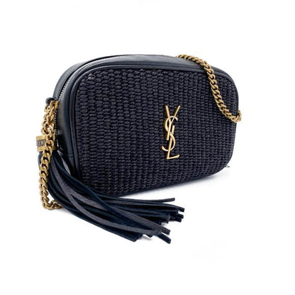Saint Laurent Monogram Camera Lou Mini Raffia Black Leather Cross Body Bag - photo 5