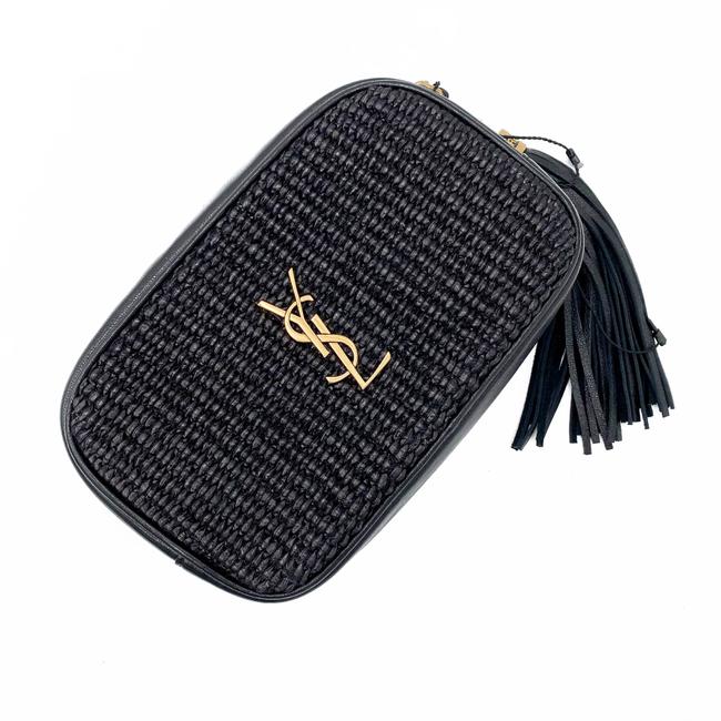 Saint Laurent Monogram Camera Lou Mini Raffia Black Leather Cross Body Bag - photo 8