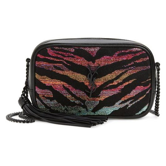 Saint Laurent Monogram Camera Lou Mini Tiger Stripe Black Leather Cross Body Bag - photo 1