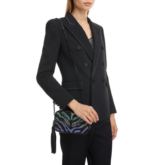 Saint Laurent Monogram Camera Lou Mini Tiger Stripe Black Leather Cross Body Bag - photo 2