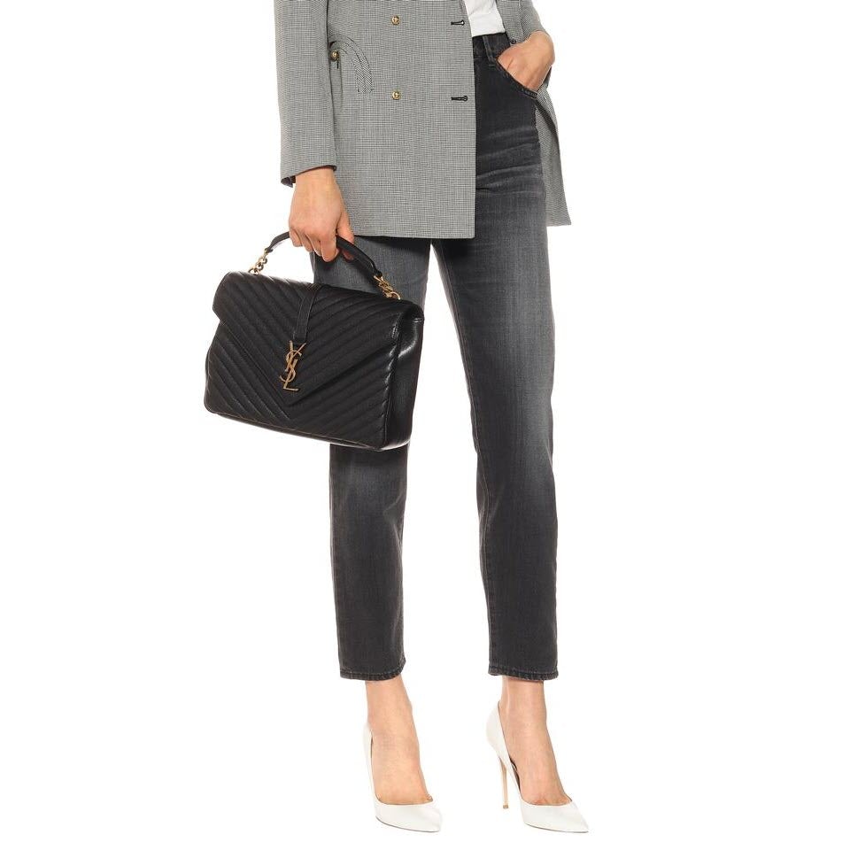 Saint Laurent Monogram Collège Large Black Leather Shoulder Bag - photo 3