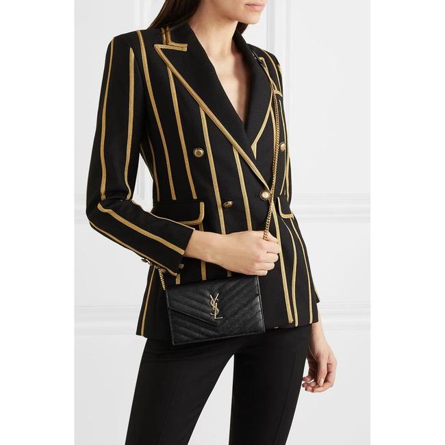 Saint Laurent Monogram Envelope Chain Wallet Clutch Ysl Woc In Grained Black Leather Cross Body Bag - image 2