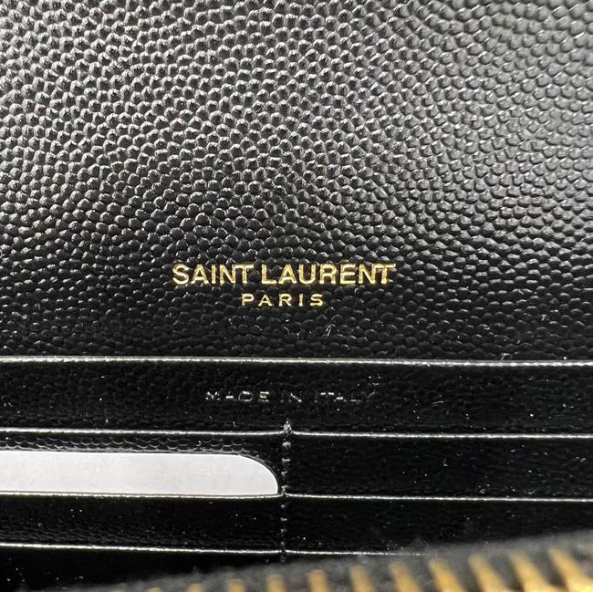 Saint Laurent Monogram Envelope Chain Wallet Clutch Ysl Woc In Grained Black Leather Cross Body Bag - image 11