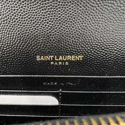 Saint Laurent Monogram Envelope Chain Wallet Clutch Ysl Woc In Grained Black Leather Cross Body Bag - image 11