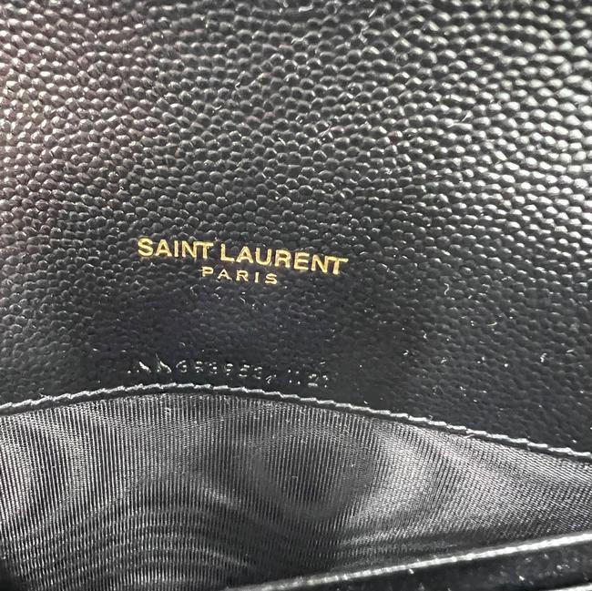 Saint Laurent Monogram Envelope Chain Wallet Clutch Ysl Woc In Grained Black Leather Cross Body Bag - image 12