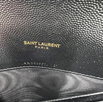Saint Laurent Monogram Envelope Chain Wallet Clutch Ysl Woc In Grained Black Leather Cross Body Bag - image 12