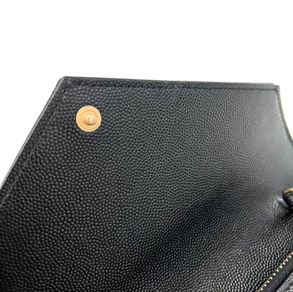 Saint Laurent Monogram Envelope Chain Wallet Clutch Ysl Woc In Grained Black Leather Cross Body Bag - image 9