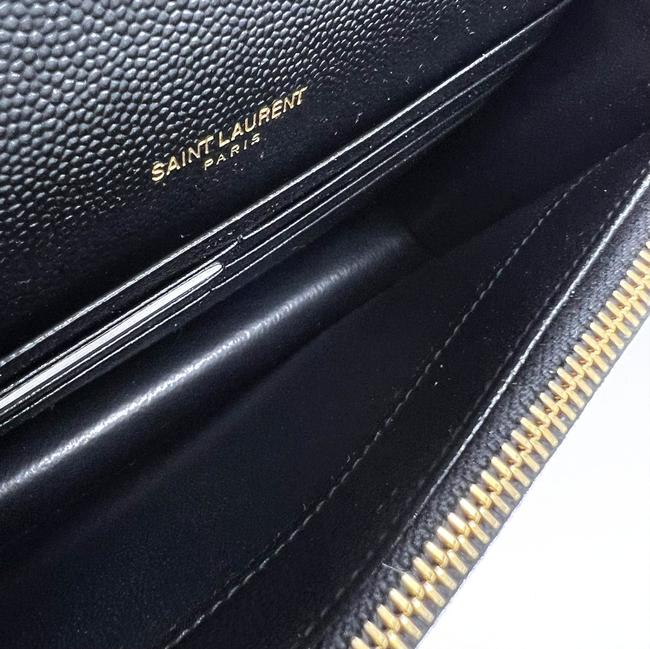 Saint Laurent Monogram Envelope Chain Wallet Clutch Ysl Woc In Grained Black Leather Cross Body Bag - image 10