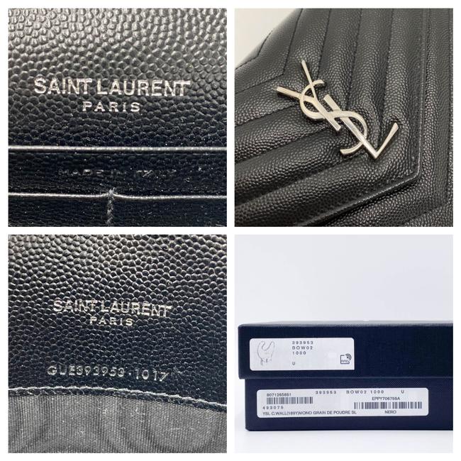 Saint Laurent Monogram Envelope Chain Wallet Grain De Poudre Matelasse Black Leather Cross Body Bag - image 11