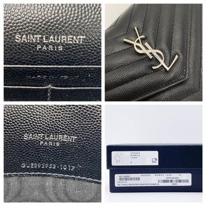 Saint Laurent Monogram Envelope Chain Wallet Grain De Poudre Matelasse Black Leather Cross Body Bag - image 11