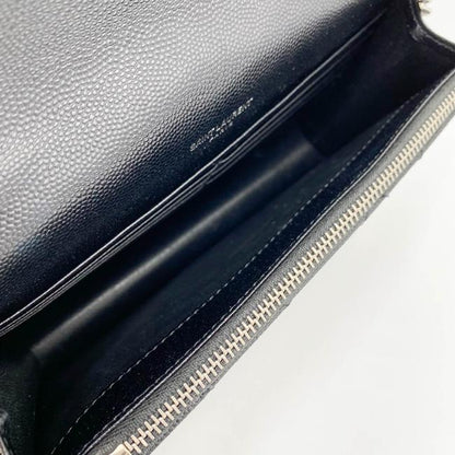 Saint Laurent Monogram Envelope Chain Wallet Grain De Poudre Matelasse Black Leather Cross Body Bag - image 8
