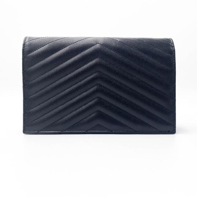 Saint Laurent Chain Wallet Monogram Envelope Grain De Poudre Matelasse Chevron Woc Black Leather Shoulder Bag - image 5