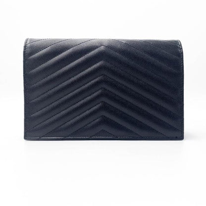 Saint Laurent Chain Wallet Monogram Envelope Grain De Poudre Matelasse Chevron Woc Black Leather Shoulder Bag - image 5