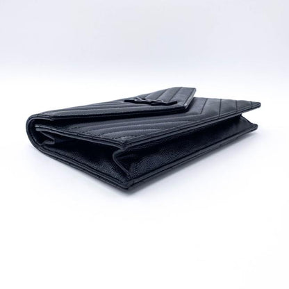 Saint Laurent Chain Wallet Monogram Envelope Grain De Poudre Matelasse Chevron Woc Black Leather Shoulder Bag - image 6