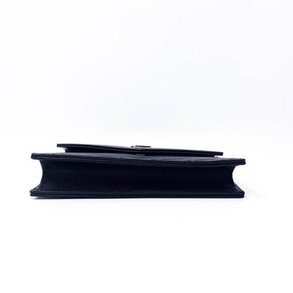 Saint Laurent Chain Wallet Monogram Envelope Grain De Poudre Matelasse Chevron Woc Black Leather Shoulder Bag - image 6