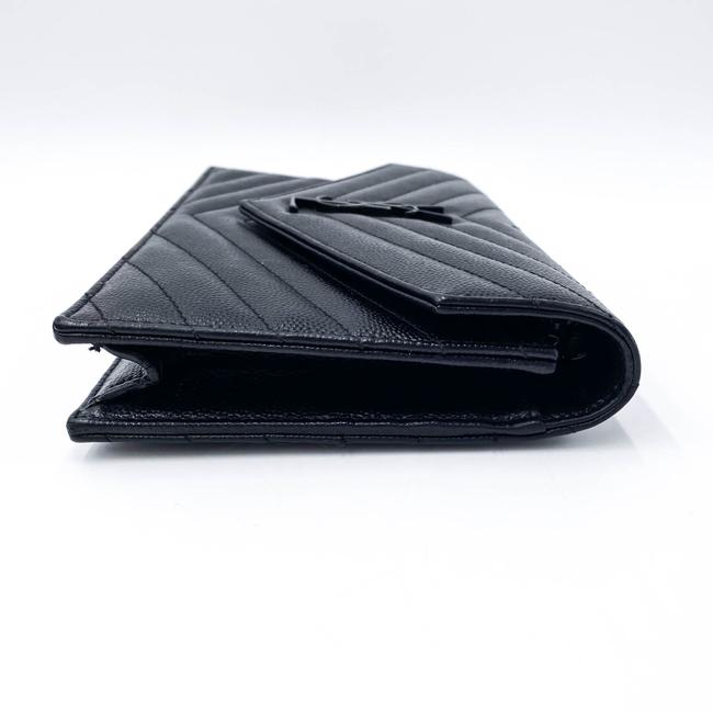 Saint Laurent Chain Wallet Monogram Envelope Grain De Poudre Matelasse Chevron Woc Black Leather Shoulder Bag - image 8