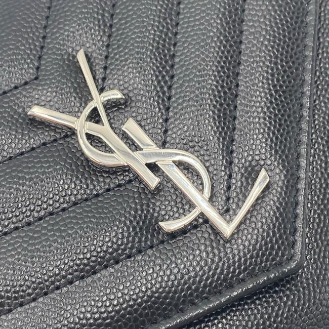 Saint Laurent Chain Wallet Monogram Envelope Grain De Poudre Matelasse Chevron Woc Black Leather Shoulder Bag - image 8