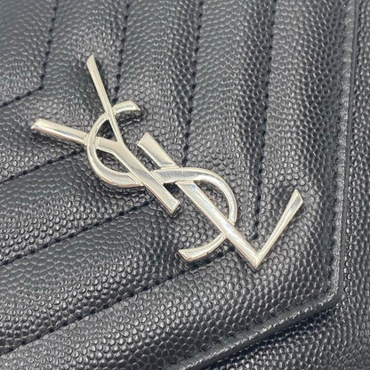 Saint Laurent Chain Wallet Monogram Envelope Grain De Poudre Matelasse Chevron Woc Black Leather Shoulder Bag - image 8